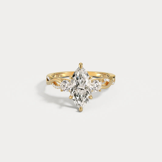 Liora Muse Marquise 2CT Lab-Grown Diamond Twisted Engagement Ring with Side Accents