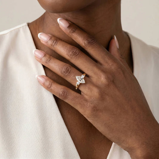 Liora Muse Marquise 2CT Lab-Grown Diamond Twisted Engagement Ring with Side Accents