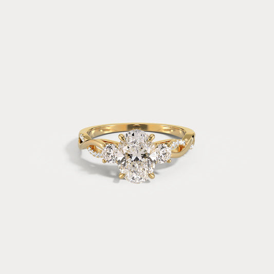 Liora Muse Oval 2CT Lab-Grown Diamond Twisted Engagement Ring with Side Accents