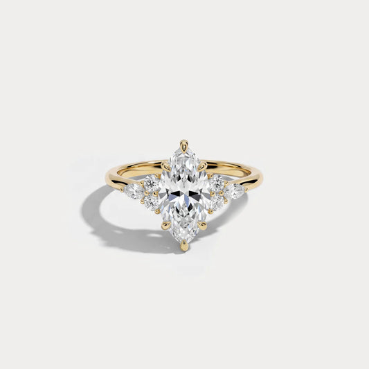 Liora Muse Marquise 2CT Lab-Grown Diamond Engagement Ring with Pear & Round Accents