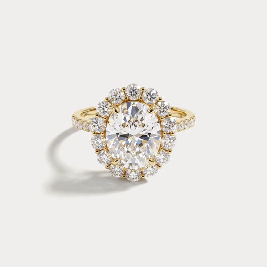 Liora Muse 1ct Oval Lab Diamond Scalloped Halo Pavé Engagement Ring