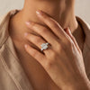 Liora Muse Radiant Bezel Set | Lab Diamond Three-Stone Engagement Ring with Pear Side Stones