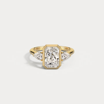 Liora Muse Radiant Bezel Set | Lab Diamond Three-Stone Engagement Ring with Pear Side Stones