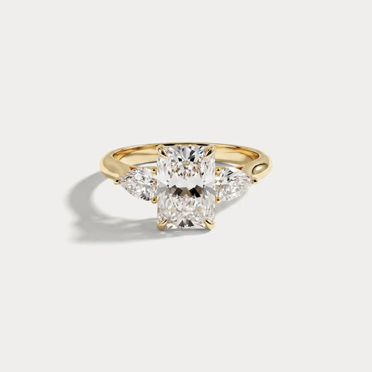 Liora Muse 1ct Radiant Lab-Grown Diamond Engagement Ring with Leaf-Inspired Pear Accents