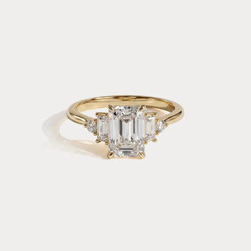 Liora Muse 1ct Emerald Lab-Grown Diamond Engagement Ring with Baguette & Round Side Stones