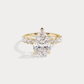 Liora Muse 1ct Pear Lab Diamond Hidden Halo Half Pavé Engagement Ring