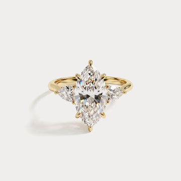 Liora Muse 1ct Marquise Cut Lab Diamond Three Stone Engagement Ring