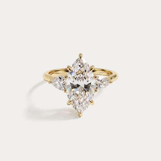 Liora Muse 1ct Marquise Cut Lab Diamond Three Stone Engagement Ring
