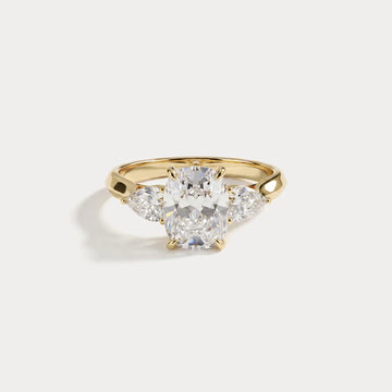 Liora Muse 1ct Radiant Cut Lab Diamond Twisted Three Stone Engagement Ring