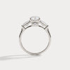 Liora Muse 1ct Elongated Cushion Lab Diamond Three-Stone Engagement Ring with Tapered Baguette Accents