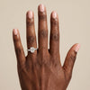 Liora Muse 1ct Elongated Cushion Lab Diamond Three-Stone Engagement Ring with Tapered Baguette Accents