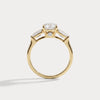 Liora Muse 1ct Elongated Cushion Lab Diamond Three-Stone Engagement Ring with Tapered Baguette Accents