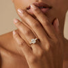 Liora Muse 1ct Elongated Cushion Lab Diamond Three-Stone Engagement Ring with Tapered Baguette Accents
