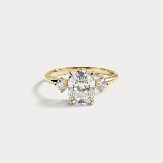 Liora Muse 1ct Elongated Cushion Lab Diamond Three-Stone Engagement Ring