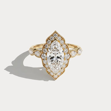 Liora Muse 1ct  Marquise Lab Diamond Vintage-Inspired Leaf Halo Engagement Ring