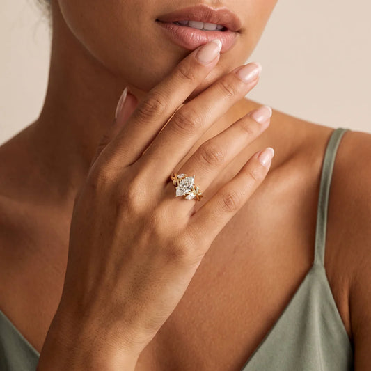 Liora Muse Marquise Cut Lab-Grown Diamond Nature-Inspired Engagement Ring in 9K Solid Gold