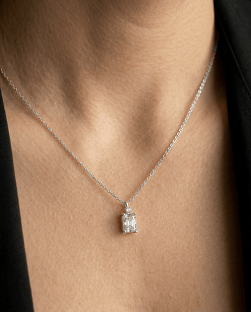 Liora Muse 2CT Emerald Cut Lab Diamond Pendant Necklace In 10K Solid Gold