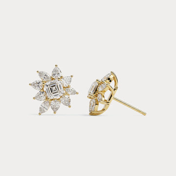 Liora Muse 3.96 CTW Asscher Floral Cluster Lab-Grown Diamond Stud Earrings
