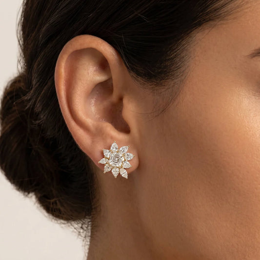 Liora Muse 3.96 CTW Asscher Floral Cluster Lab-Grown Diamond Stud Earrings