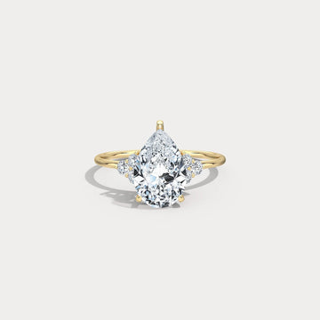 2CT Pear Cut Lab Grown Diamond Cluster Ring with Round Accents in 10K Gold/Platinum