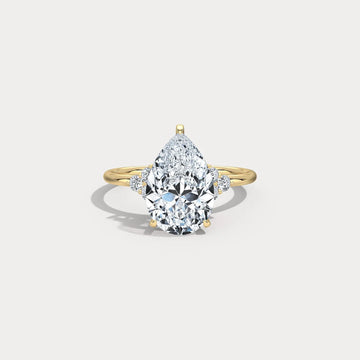 3CT Pear Cut Lab Grown Diamond Cluster Ring with Round Accents in 10K Gold/Platinum