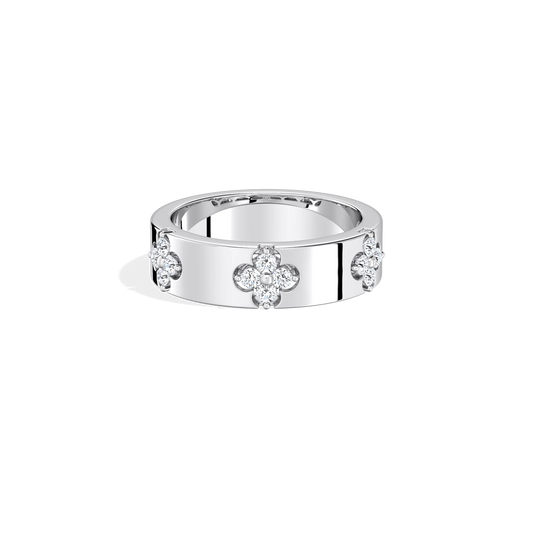 Liora Muse 0.26 Carat Four-Leaf Clover Lab Grown Diamond Ring Band 925 Sterling Silver