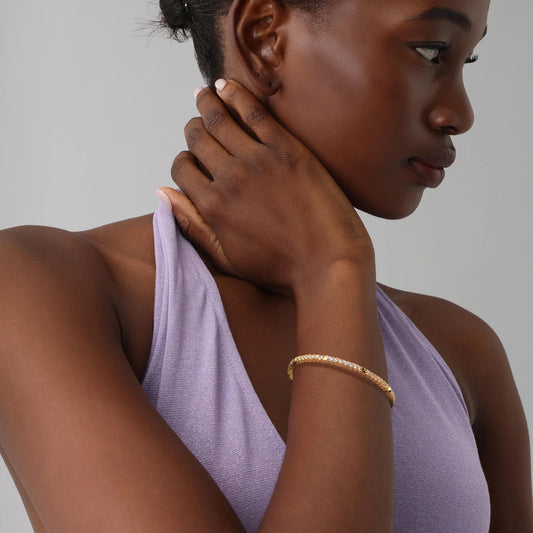 Liora Muse 4.73 Carat Lab-Grown Diamond Flexible Tennis Bangle Bracelets 10K Solid Gold