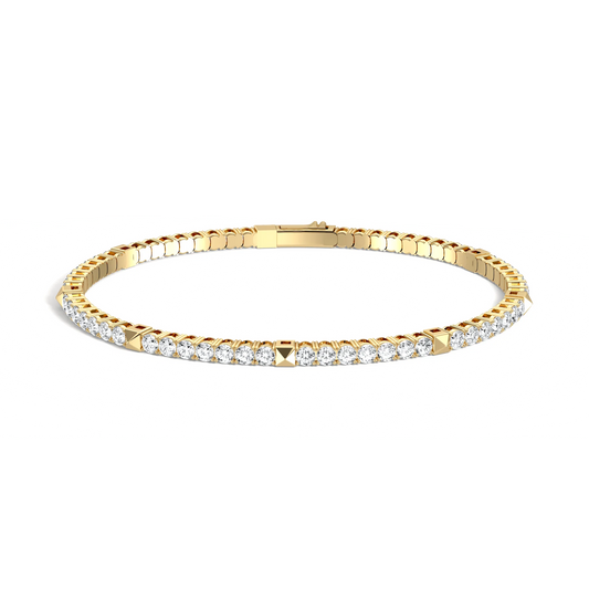 Liora Muse 4.73 Carat Lab-Grown Diamond Flexible Tennis Bangle Bracelets 10K Solid Gold