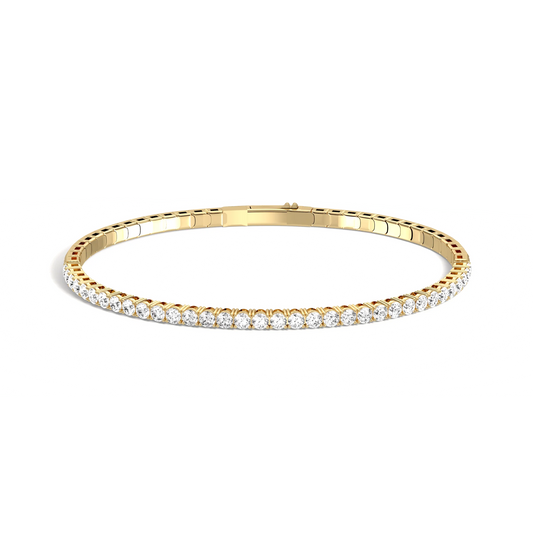Liora Muse 2.40 Carat Lab-Grown Diamond Flexible Tennis Bangle Bracelets 10K Sold Gold
