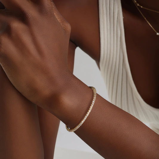 Liora Muse 2.40 Carat Lab-Grown Diamond Flexible Tennis Bangle Bracelets 10K Sold Gold