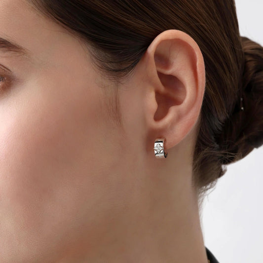 Liora Muse 0.18 Carat Four-Leaf Clover Lab Grown Diamond Hoop Earrings 925 Sterling Silver