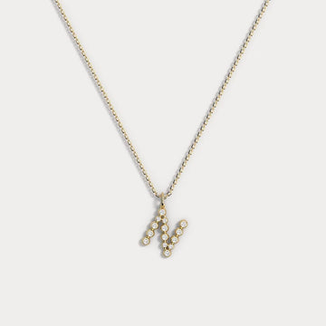 Liora Muse Letter Pendant with Initial Letter A-Z Charm 26 Letters Lab-Grown Diamonds Bubble Necklace 9k Solid Gold