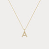 Liora Muse Letter Pendant with Initial Letter A-Z Charm 26 Letters Lab-Grown Diamonds Bubble Necklace 10k Solid Gold