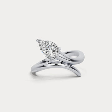 Liora Muse 1.5 CT Pear Cut Lab Grown Diamond Twisted Ring in Sterling Silver