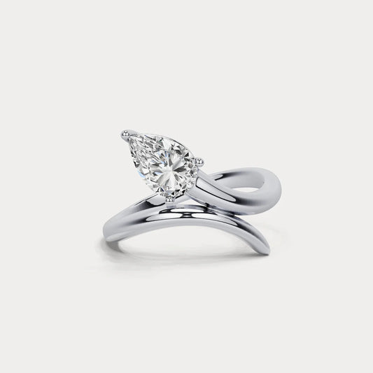 Liora Muse 1.5 CT Pear Cut Lab Grown Diamond Twisted Ring in Sterling Silver