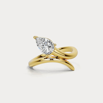 Liora Muse 1.5 CT Pear Cut Lab Grown Diamond Twisted Ring in 9K Solid Gold