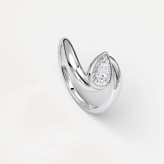 Liora Muse 0.25 Carat Pear Shape Lab Grown Diamond Fashion Twist Ring 925 Sterling Silver