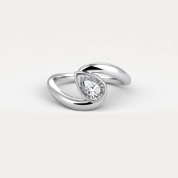 Liora Muse 0.25 Carat Pear Shape Lab Grown Diamond Fashion Twist Ring 925 Sterling Silver