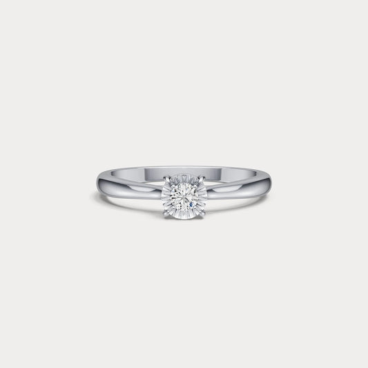 Liora Muse 0.13ct  Prong Round Lab-grown Diamond Ring with "Visual Big Diamond" Setting in Sterling Silver