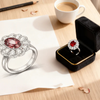 Atelier Luxury 3.00ct Crimson Radiance Ruby and Lab Grown Diamond Floral Halo Ring