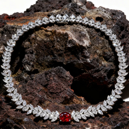 7.00 ct Cushion-Cut Ruby and Lab-Grown Diamond Necklace