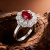 Atelier Luxury 3.00ct Crimson Radiance Ruby and Lab Grown Diamond Floral Halo Ring