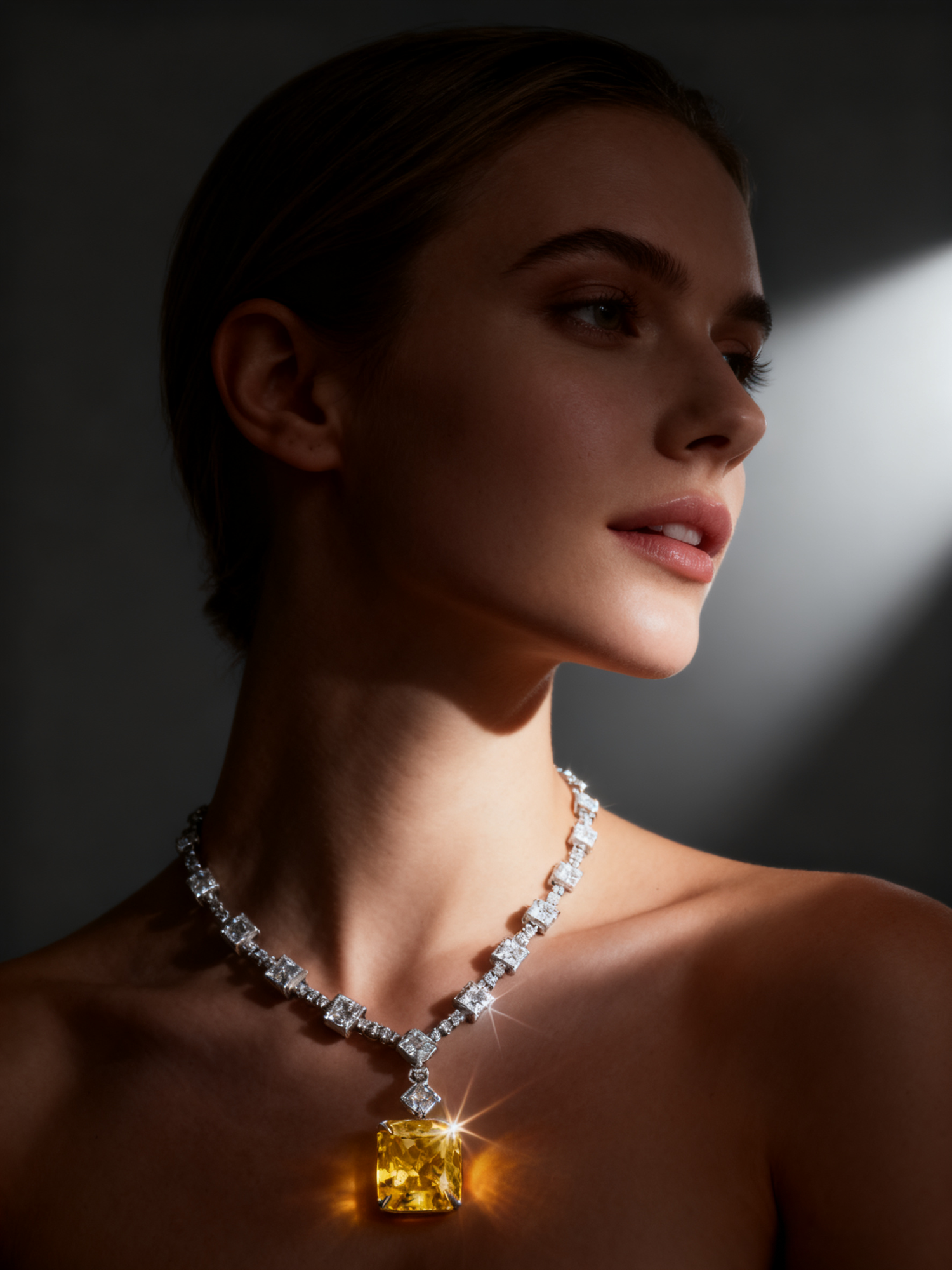 Statement yellow lab grown diamond necklace by Mia Liora Singapore