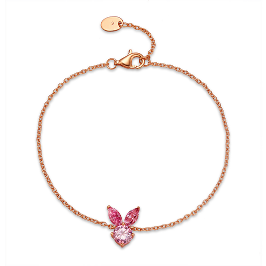The White Rabbit Candy x Mia Liora Pink Moissanite Adult Bracelet in 925 Sterling Silver with Rose Gold Plating