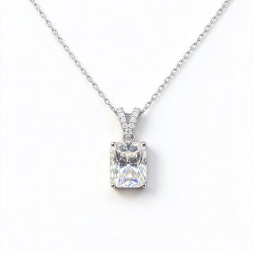 Atelier Moissanite Classic 8x10mm Cushion Cut Moissanite Necklace in 925 Sterling Silver