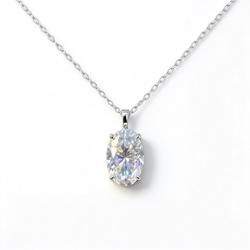 Atelier Moissanite Classic 4.5 Carat Oval Cut Moissanite Necklacein 925 Sterling Silver