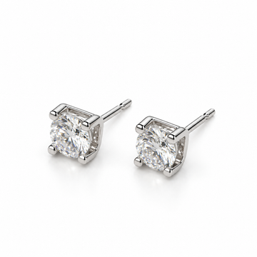 Atelier Moissanite Classic 6.5mm Round Cut Moissanite Earrings in 925 Sterling Silver