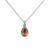 Atelier Gemstone 2.35 Carat Pear Cut Lab Grown Sunset Orange Sapphire Necklace in 925 Sterling Silver