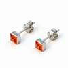 Atelier Gemstone 1.5 Carat Square Cut Lab Grown Sunset Orange Sapphire Earrings in 925 Sterling Silver