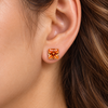 Atelier Gemstone 1.5 Carat Square Cut Lab Grown Sunset Orange Sapphire Earrings in 925 Sterling Silver